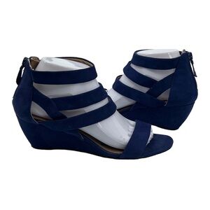 American Rag Cie Blue Suede Wedge Sandals Size 8 Women’s